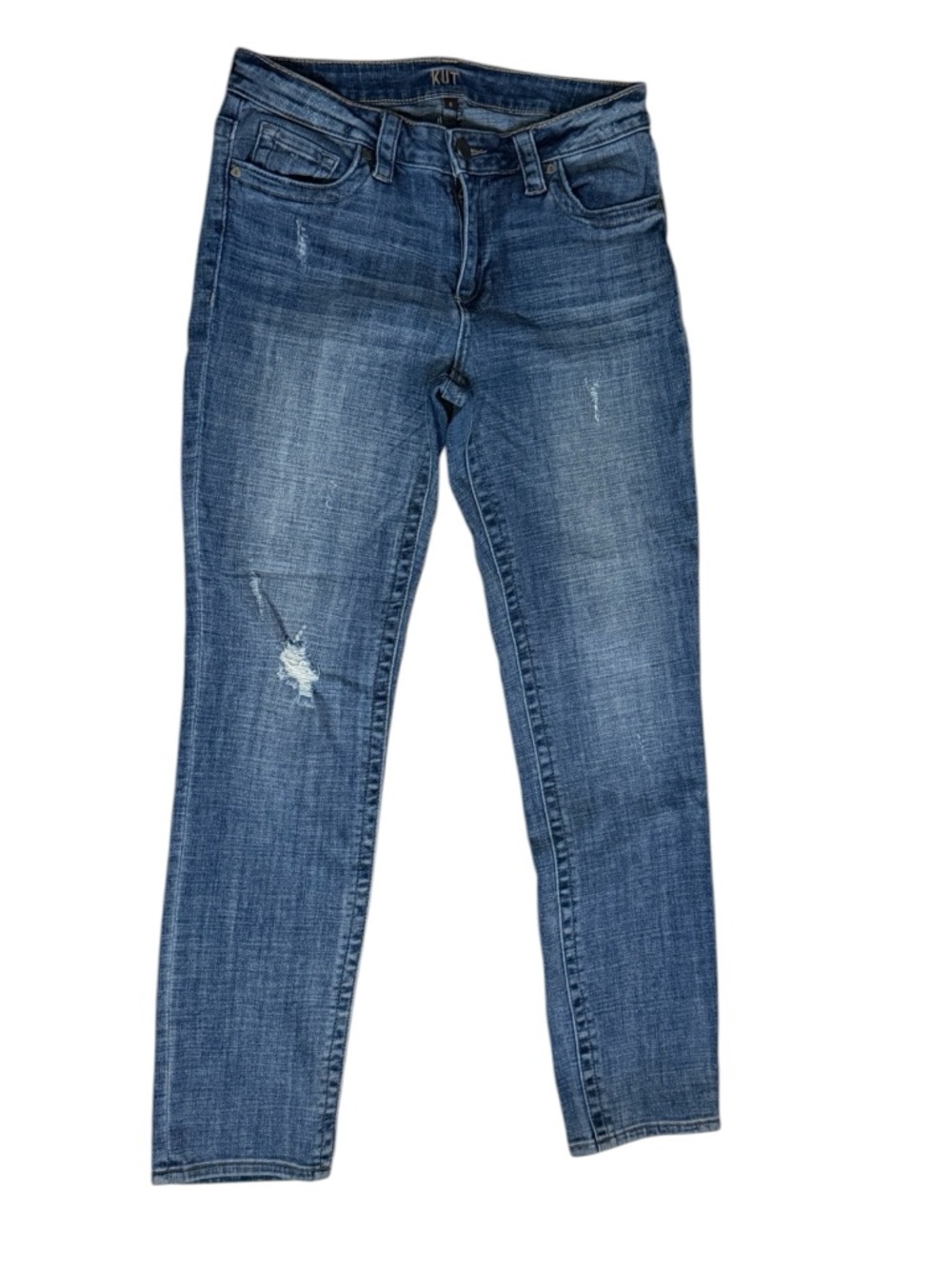 Kut from the Kloth Blue Distressed Straight Leg Women's Jeans Size 4